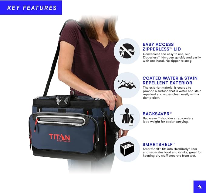 Titan by Arctic Zone Deep Freeze Cooler - Zipperless Hardbody Cooler - Deep Freeze Insulation, HardBody Liner, and SmartShelf