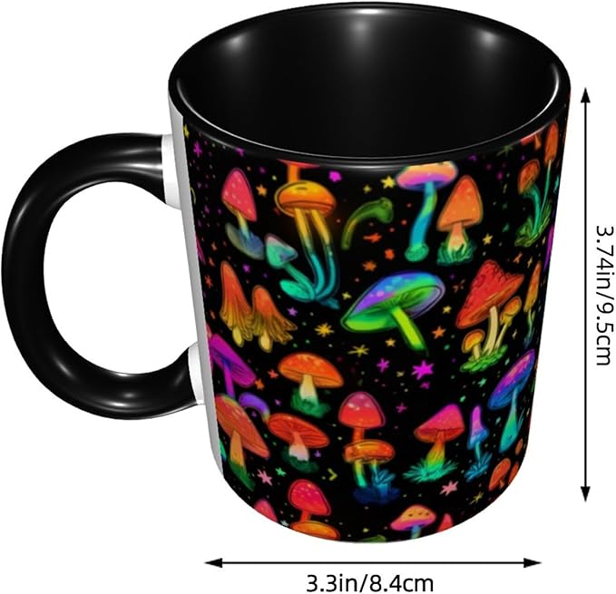 Yrebyou Mushroom Coffee Mug Funny Tea Cup Ceramic Mugs 11OZ with Handle Gifts for Women Men Home Office Decor