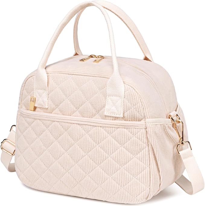 CAMTOP Lunch Box for Women Insulated Lunch Bag Lunchbox Cooler Thermal Leakproof Quilted Reusable Lunch Tote Bag for Work School Travel Picnic (Z-Beige)