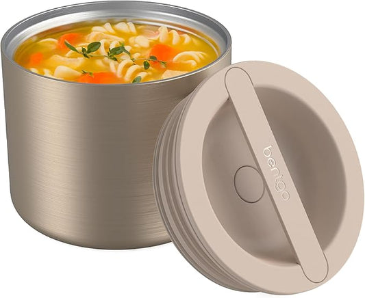 Bentgo Stainless Insulated Food Container - 2.4 Cups (19 oz), Triple-Layer Insulation, Vacuum Seal, Leak-Proof, Built-In Handle, Wide Opening, Premium Stainless Steel, for Cool/Warm Foods (Gold)