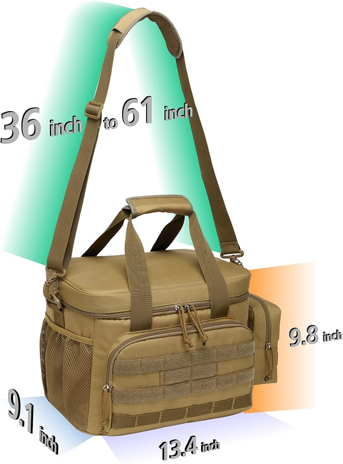 TACTICISM Lunch Box for Men - 20L Tactical Leakproof Insulated Lunch Bag Adult, Portable Soft Coolers with Detachable Molle Pouch for Camping Fishing Beach Picnic Work, Brown