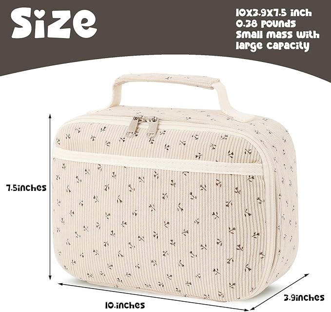 Bluboon Kids Girls Lunch Bag Insulated Lunch Box for school Corduroy Lunch Cooler Organizer School Kids Lunch Tote