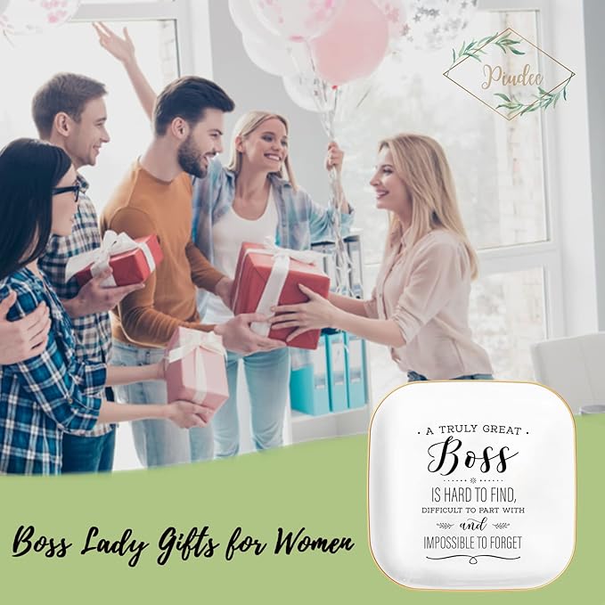 Boss Lady Gifts for Women, Gifts for Boss Jewelry Dish A Truly Great boss is Hard to find...and Impossible to Forget, Female Boss Gifts for Women Christmas Birthday Bosses Day Gifts