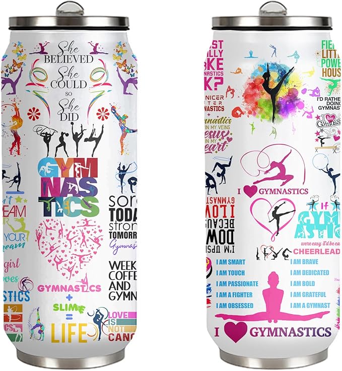 Gymnastics Tumbler Cup With Lid - Birthday Gift for Gymnastics Lovers - Stainless Steel Vacuum Coffee Mug for Women and Girls - 17 Oz