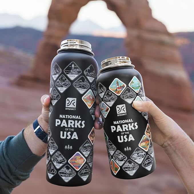 32 oz Insulated Water Bottle | Thickened Stainless Steel Vacuum Metal | Portable Sports Water Jug for Gym and Hiking with Straw, Carrier Bag, Handle Strap | BPA-Free 32 oz