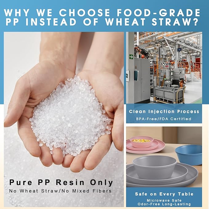 40-Piece Unbreakable Kids Dinnerware Set for Toddlers & Children, BPA-Free & Easy-Clean PP Plates and Bowls, Microwave & Dishwasher Safe, Complete Family Pack (Service for 8)