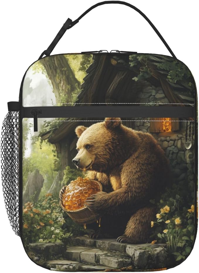 Bear Insulated Lunch Box for Women Men Bear Lunch Bag for Work,Picnic,Travel,Hiking,Beach Polyester
