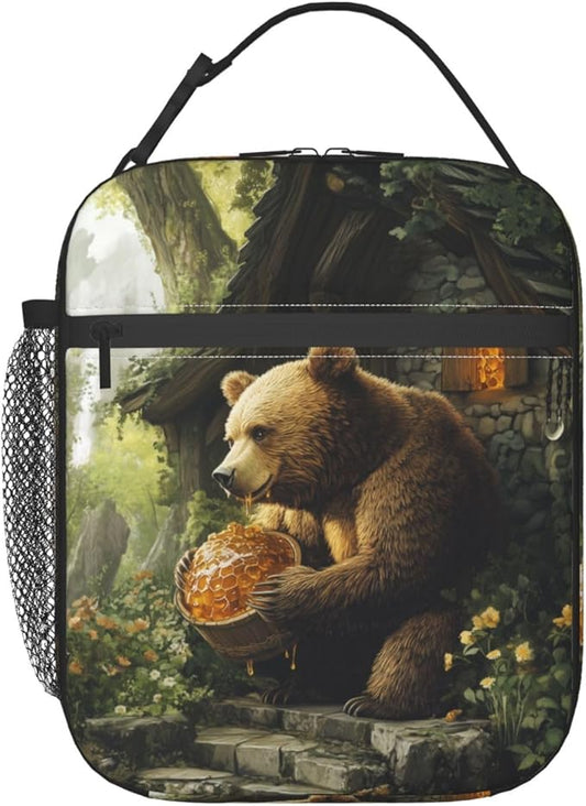 Bear Insulated Lunch Box for Women Men Bear Lunch Bag for Work,Picnic,Travel,Hiking,Beach Polyester