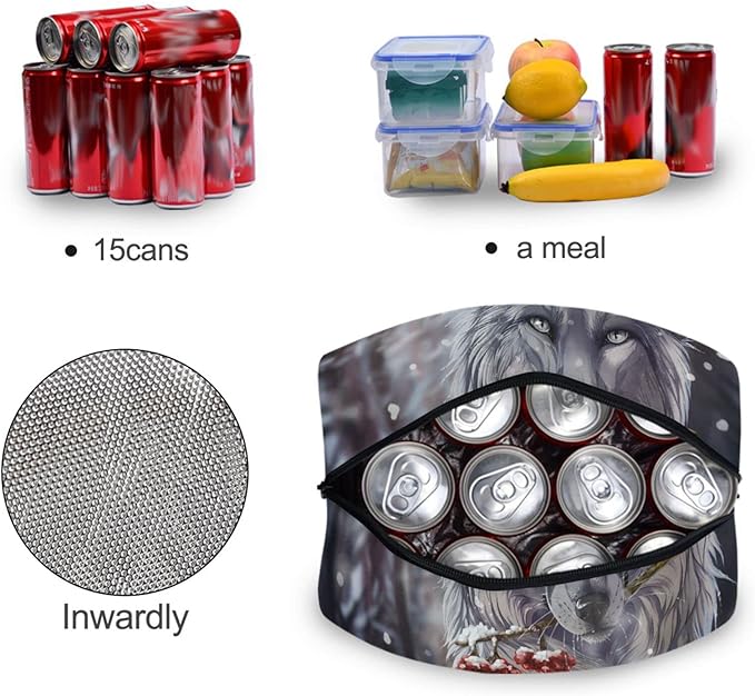 Wolf Lunch Bag Travel Picnic Insulated Durable Bags Shopping Box for Women Office Work School Picnic Hiking