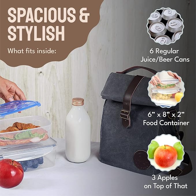 ASEBBO Insulated Lunch Bag for Women & Men (Grey)