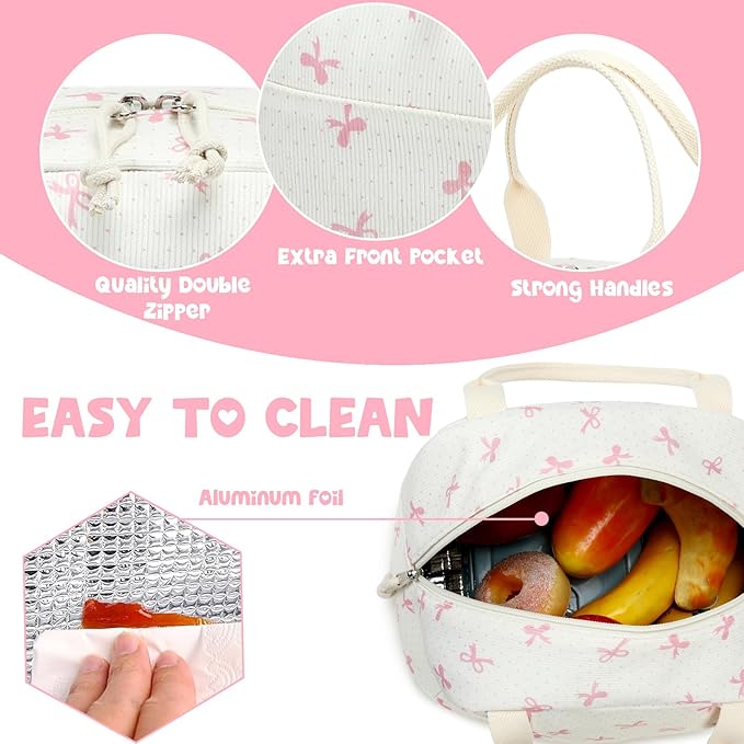 Bluboon Lunch Bag for Women Men Cute Corduroy Lunch Tote Bags Reusable Insulated Lunch Box Large Capacity Reusable Insulated Cooler for Work Picnic or Travel