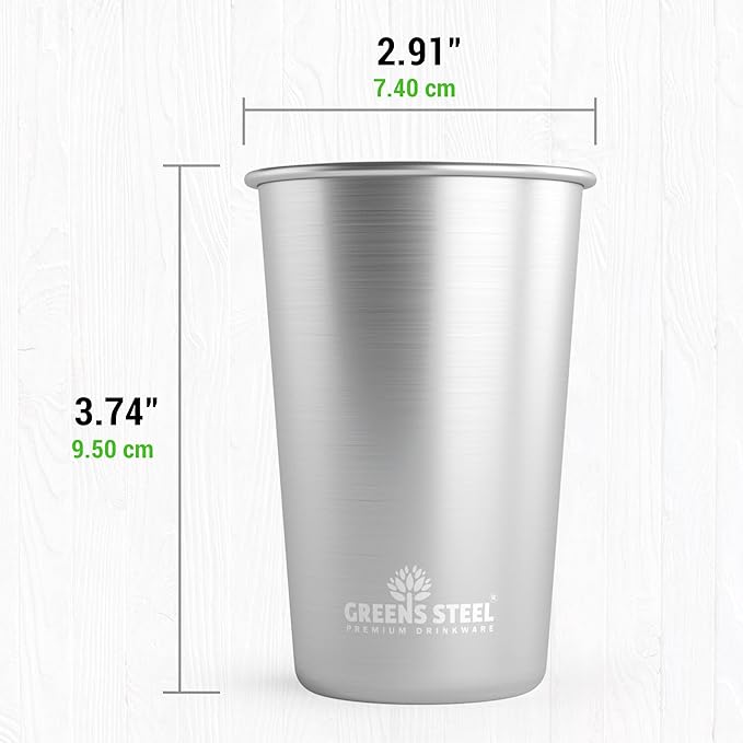 Stainless Steel Cups 10oz Tumbler (4 Pack) - Premium Metal Drinking Glasses | Stackable Durable Cup (10 oz)