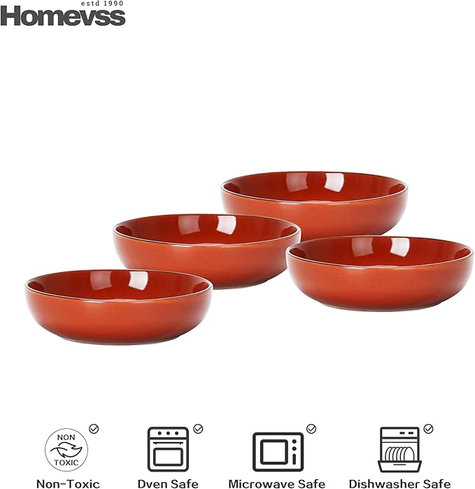 Eur-Nordic Shape Raising Rim 20pc Dinnerware Set, Shiny Glaze Orange with Speckle Effect