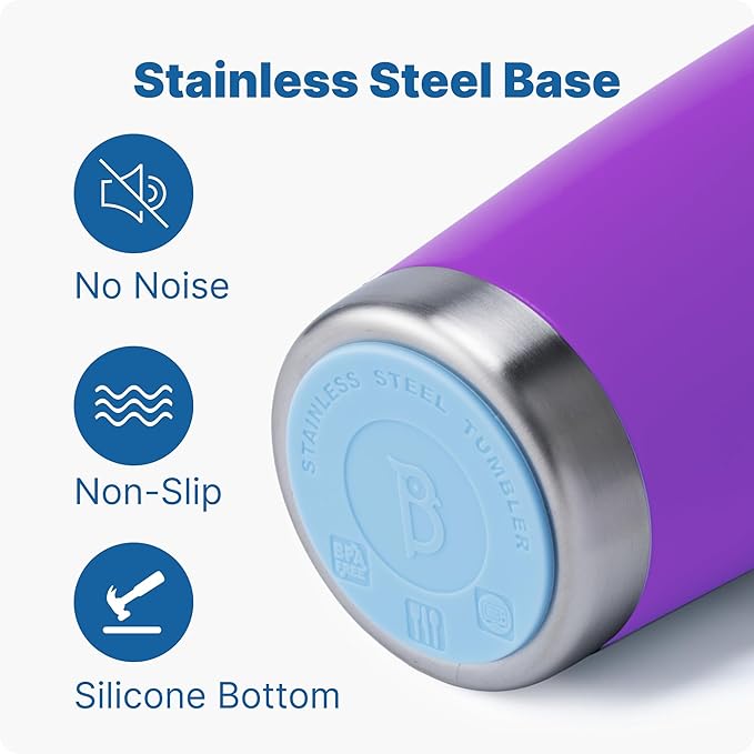 20 oz Insulated Tumbler with Handle Stainless Steel Travel Coffee Mug with Lid and Straw, Double Wall Tumbler Cups for Women and Men, BPA Free (Purple)