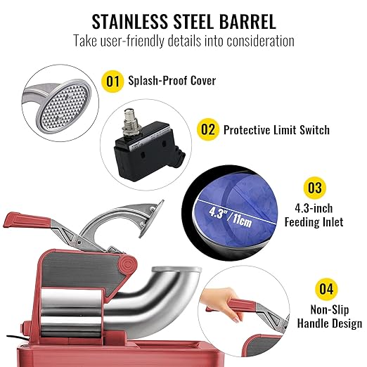 VEVOR 110V Commercial Ice Crusher 661LBS/H, ETL Approved 300W Electric Snow Cone Machine with Dual Blades, Stainless Steel Shaved Ice Machine with Safety On/Off Switch for Family, Restaurants, Bars