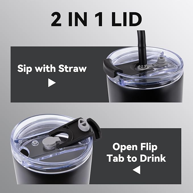 VEGOND 30 oz Insulated Stainless Steel Tumblers with lid and straw Bulk Pack Double Wall Vacuum Coffee Mug with Non-Slip Silicone Base, Sweat Proof Powder Coated Cup for Hot Cold Drinks, Black 4Pack