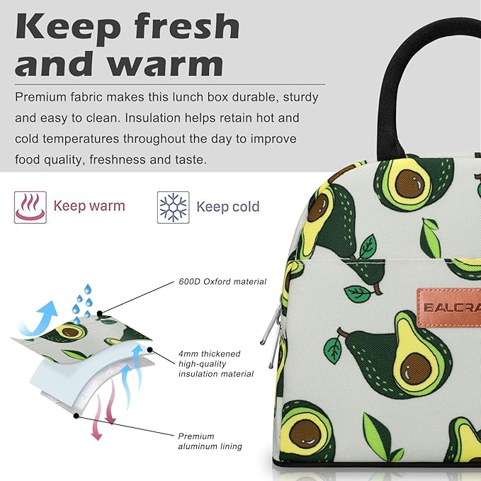 BALORAY Lunch Bag for Women Men Insulated Lunch Box for Adult Reusable Lunch Tote Bag for Work, Picnic or Travel