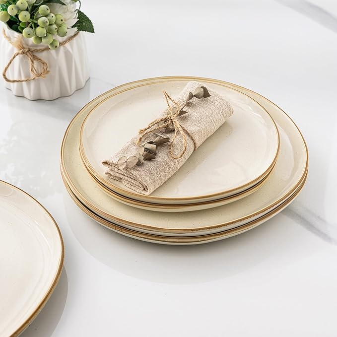 AmorArc Ceramic Dinnerware Sets,Handmade Reactive Glaze Stoneware Plates and Bowls Set,Highly Chip and Crack Resistant | Dishwasher & Microwave Safe Dishes Set,Service for 8 (24pc)