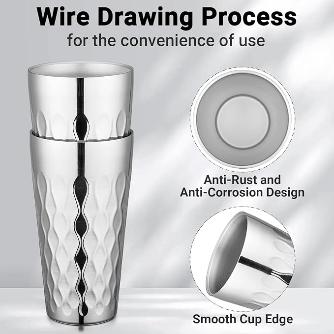 Beasea Stainless Steel Cups 19 oz, 6 Pack Large 18.6oz 550ml Stainless Steel Drinking Cups Tumbler Stackable Double Wall Insulated Individual Metal Pint Glasses Tin for Home Party Camping