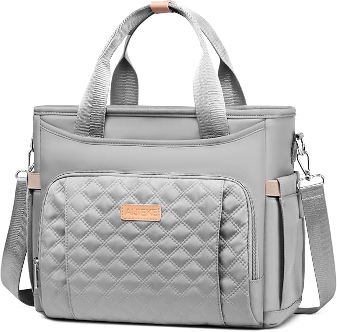 AIJIEKE Insulated Lunch Bag for Men Women, Lunch Box, Lunch Tote for Work, Large Leak Proof Cooler Bag with Removable Strap, Reusable Adult Lunchbag, Picnic, Office, Beach, Grey