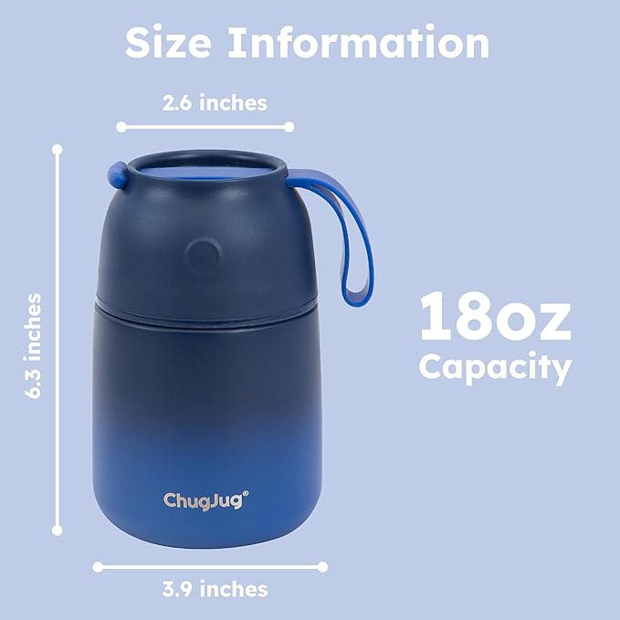 Thermo for Hot Food for Adults Kids |Wide Mouth, 18 oz Insulated Food Container with Spoon, Leakproof Soup Thermo for School Office Travel, Thermal Steel Food Jar Easy to Carry (Dark Blue)