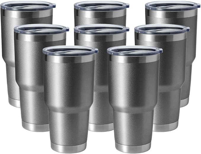 HASLE OUTFITTERS 30oz Stainless Steel Tumbler, Double Wall Vacuum Insulated Travel Mug Tumbler, Durable Insulated Coffee Mug, Gift Box Set (Grey, 8)