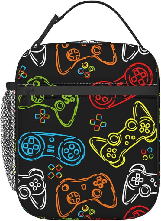 Video Game Controller Insulated Lunch Box Portable Lunch Bag with Detachable Handle,Reusable Lunchbox for Boys Girls Adult (Mrlunchbag-2302)
