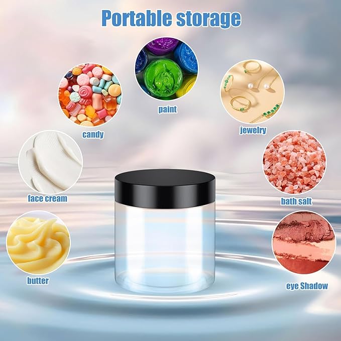 75 Pack 4 Oz Plastic Containers with Lids, OBKJJ Clear Travel Size Leak Proof Makeup Travel Containers BPA Free Cosmetic Slime Jars for Lotion, Cream, Body Butter, Makeup, Ointments (75)