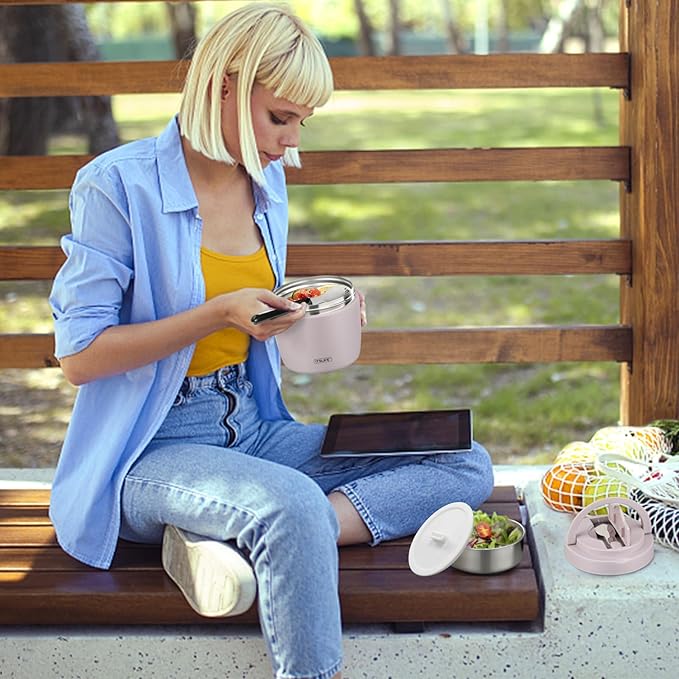 Soup Thermo for Hot Food Adults 32OZ Lunch Containers Wide Mouth Hot Food Jar Vacuum Insulated Stainless Steel Bento Box Leakproof with Spoon (Light Purple)