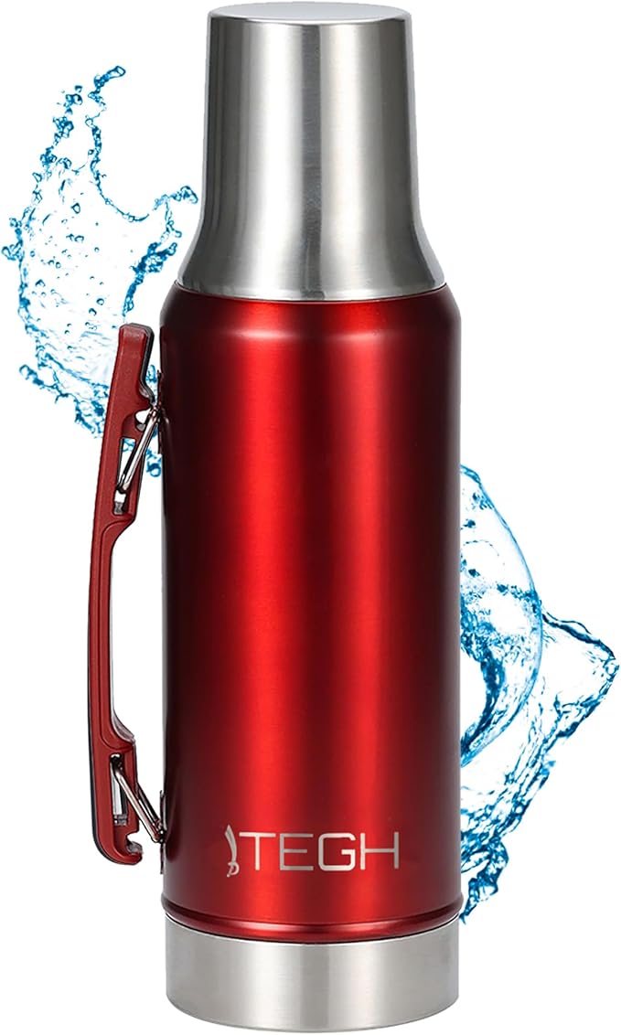TEGH 40 oz insulated water bottle | vacuum insulated wide mouth water bottle | leakproof travel bottle | BPA-free stainless steel sports water bottle | hot and cold beverage bottle