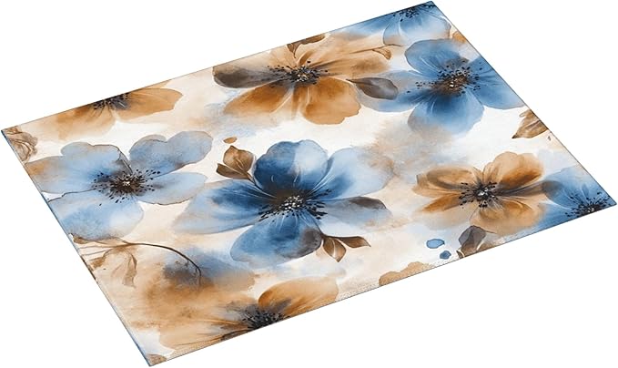 Watercolor Flowers Dish Drying Mat for Kitchen Counter Microfiber Super Absorbent Non-Slip Dish Drying Pad for Countertops Dishes Utensils Stylish Quick-Dry Machine Washable 18x24 Inch