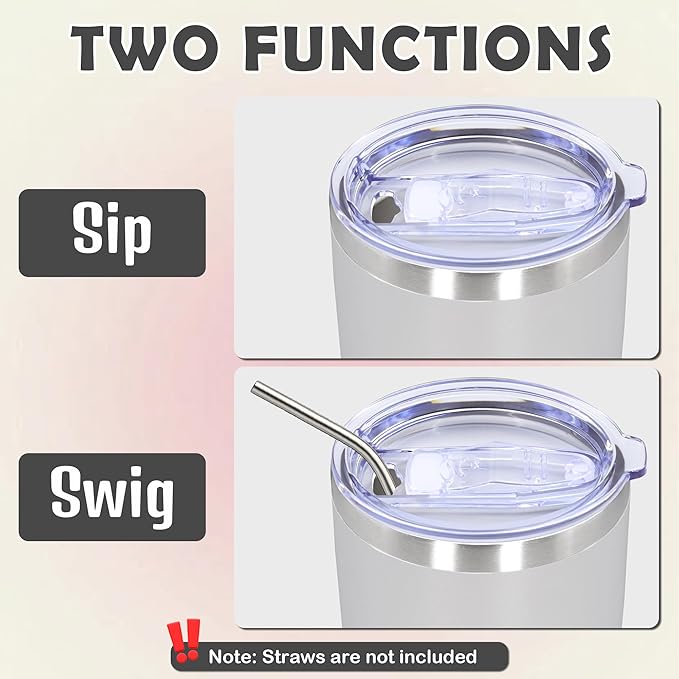 20oz Tumbler Stainless Steel Tumbler Cup with Lid Vacuum Insulated Double Wall Travel Mug, Durable Powder Coated Travel Coffee Tumbler Mug for Hot & Cold Drinks, White,4 Pack