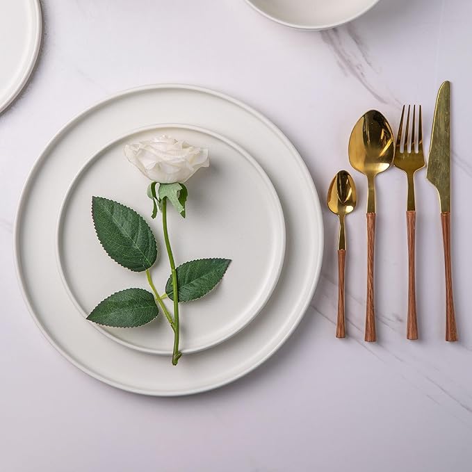 AmorArc Stoneware Dinnerware Sets for 4,Reactive Ceramic Plates and Bowls Set,Highly Chip and Crack Resistant | Dishwasher & Microwave Safe | Round Dishes Set Service for 4 (12pc)