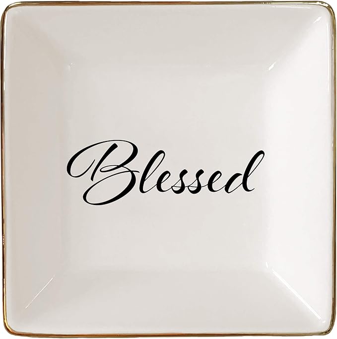Simply Charmed Blessed Ceramic Jewelry Dish or Ring Holder - Religious Gift for Mother's Day, Confirmation or Baptism