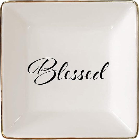 Simply Charmed Blessed Ceramic Jewelry Dish or Ring Holder - Religious Gift for Mother's Day, Confirmation or Baptism