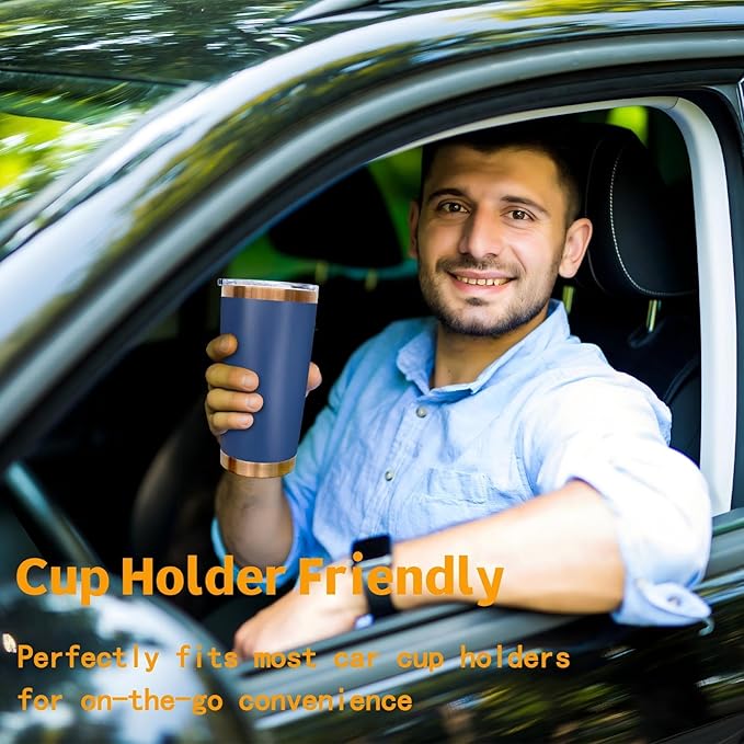 20 oz Tumbler Stainless Steel Tumbler with Lid and Straw, Double Wall Vacuum Insulated Travel Coffee Mug for Laser Engrave, Powder Coated Cup for Hot and Cold Drinks (Navy,1 pack)