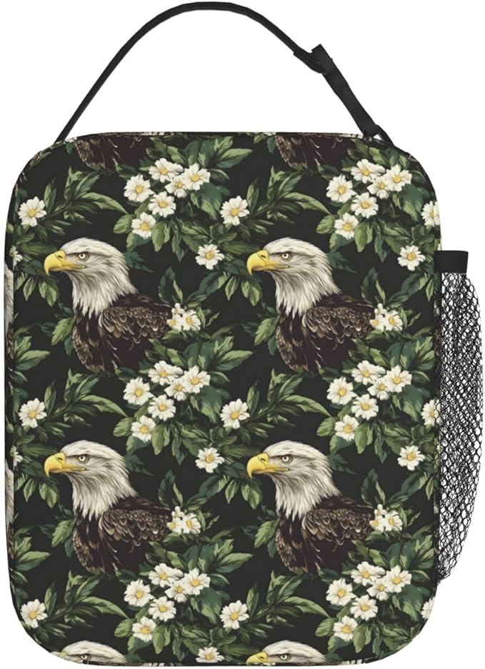 Bald Eagle Lunch Box for Teen Kids, Vintage Reusable Thermal Lunchbag, Picnic, School, Hiking, Fishing, Work, Bird Insulated Tote Cooler Bags for Adults Women Decor Gifts, Nature Theme