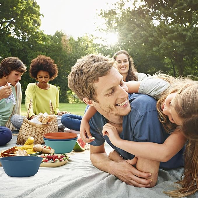 PYRMONT 36 OZ Wheat Straw Bowls Set of 8 Large Cereal Bowls Reusable Soup Bowls Microwave & Dishwasher Safe Unbreakable Bowls Kitchen for Cereal,Salad, Rice,Noodles - Multi