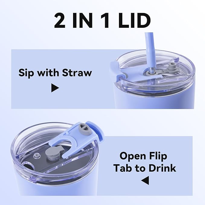 VEGOND 30 oz Insulated Stainless Steel Tumbler with lid and straw Double Wall Vacuum Travel Coffee Mug with Non-Slip Silicone Base, Sweat Proof Powder Coated Cup for Hot Cold Drinks, Blue