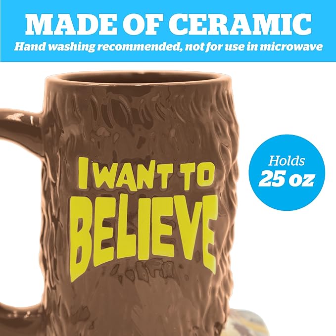 BigMouth Inc Big Foot I Want to Believe Coffee Mug, Fun Bigfoot Decor, Funny Sasquatch Cup Gift for Men Women Dad