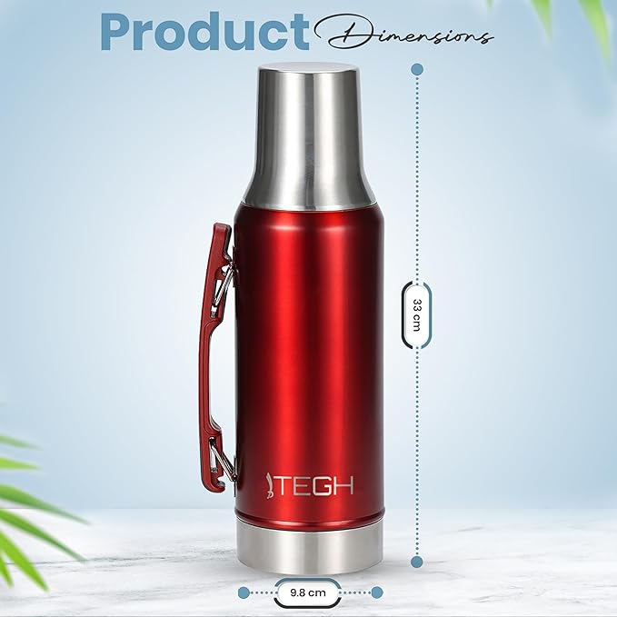 TEGH 40 oz insulated water bottle | vacuum insulated wide mouth water bottle | leakproof travel bottle | BPA-free stainless steel sports water bottle | hot and cold beverage bottle
