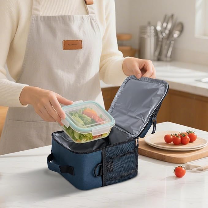 BALEINE Insulated Lunch Bag for Men Women, Leakproof Cooler Bag with Adjustable Shoulder Strap for Work Picnic, Lunch Box for Women Men (Small, Blue)