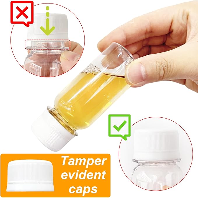 30 Pcs 2 Oz Small Plastic Bottles for Liquids,Ginger Shot with Caps,Empty Shot Bottles for Liquor,Juice,Weddings,Parties,DIY