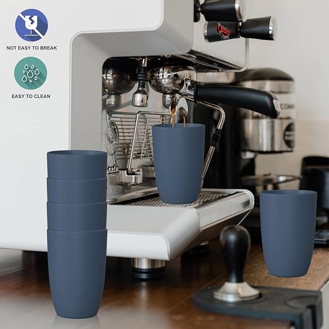 Wrova Wheat Straw Cups 6 PCS Good Alternative to Plastic Reusable Cups 20 oz Unbreakable Drinking Cup Reusable Dishwasher Safe Water Plastic Glasses Navy Blue