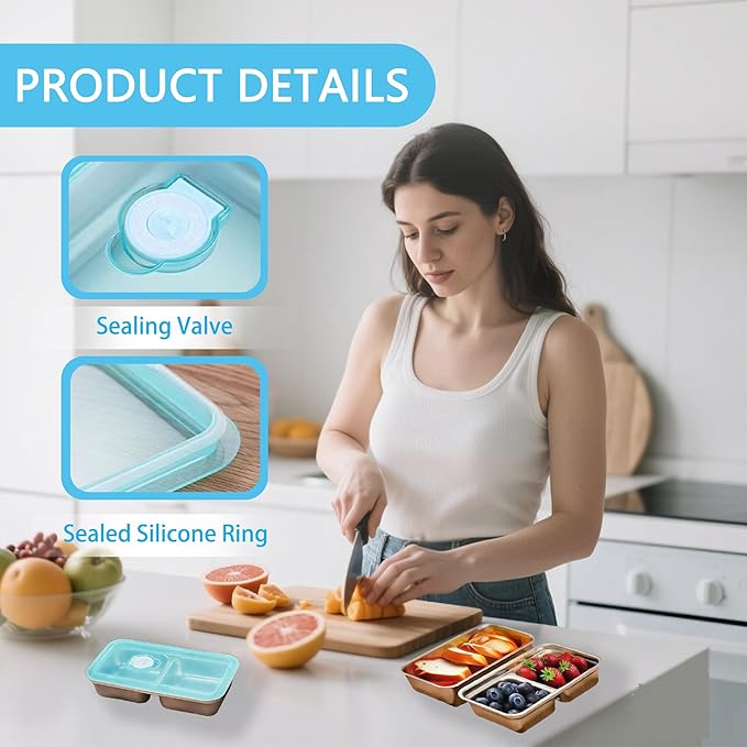 8 PACK Stainless Steel Snack Containers with Lids Meal Prep Food Storage Container Lunch Box Multi Compartment Reusable Leak-Proof Design for Travel,Snacks, Sandwiches,Condiments Bento Box Office Home