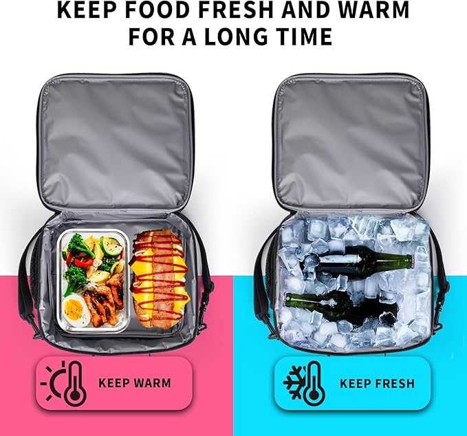 Video Game Lunch Box for Boys Insulated Gamepad Lunch Bag for Kids Reusable Cool Game Gamer Lunchbox Portable Lunch Tote With Adjustable Shoulder Strap for Teens Women Men Work School Travel Picnic