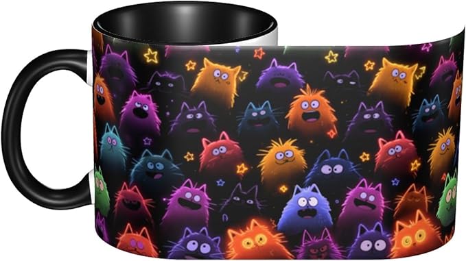 Yrebyou Cat Coffee Mug Funny Tea Cup Ceramic Mugs 11OZ with Handle Gifts for Women Men Home Office Decor