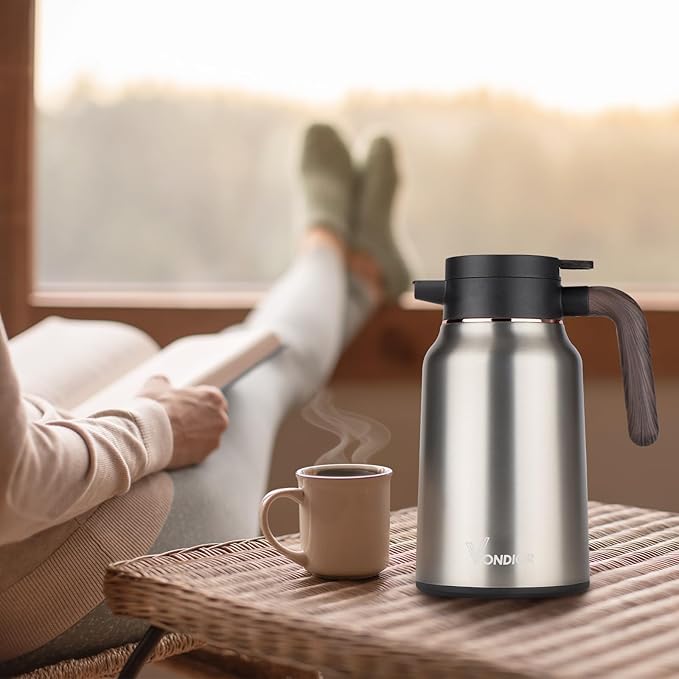 Vondior Coffee Carafe 51oz - 36 Hours Coffee Thermal- Insulated 304 Stainless Steel Hot Beverage Dispenser - Coffee Carafes For Keeping Hot/Cold Coffee, Tea, Water, Drink Dispenser for Parties