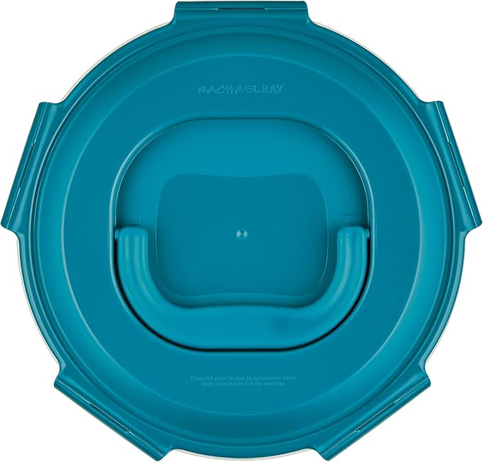 Rachael Ray Leak-Proof Nestable Container Food Storage Bin Set, 10-Piece, Clear with Teal Lids