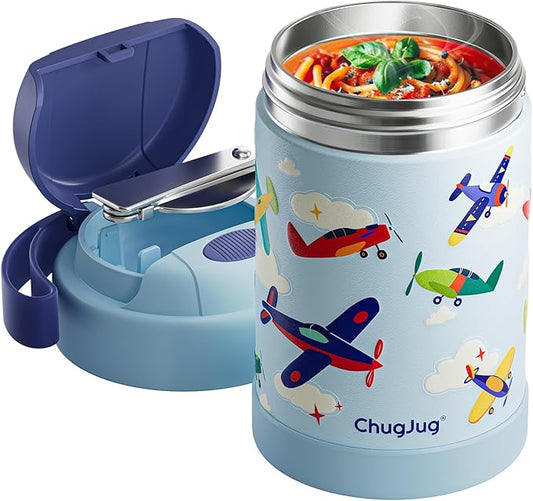15 oz Soup Thermo for Hot Food Kids Insulated Food Jar with Spoon, Lunch Thermo Container, Width Mouth Vacuum Stainless Steel Food Thermo for School Travel, Leakproof, Easy to Open(Blue)